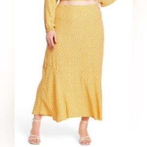 RHODE x Target 3x Dainty Lotus Print Midi Skirt Yellow Patterned Maxi